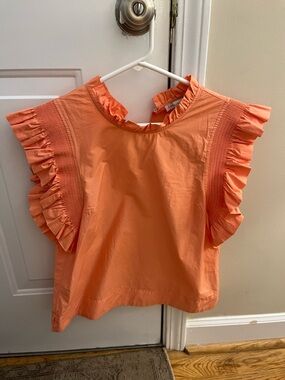 English Factory Coral Ruffle Sleeve Top